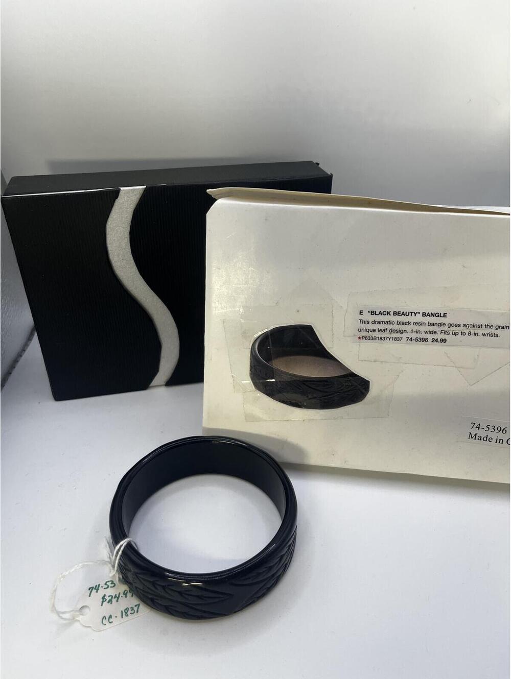 Black Carved Chunky Bangle Bracelet "Black Beauty" by Personal Accents Jewelry
